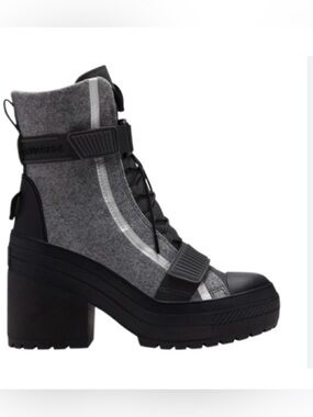 Converse Black and Gray Heeled Boots